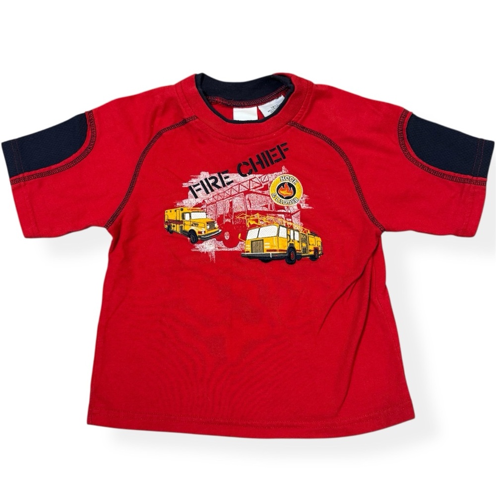 Vintage Red Fire Chief Kids Short Sleeve Tee